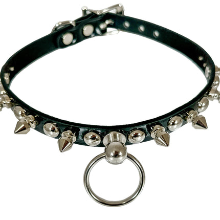 FCK444 PATENT 1/2" SKINNY ROUND STUDDED SPIKE BONDAGE CHOKER