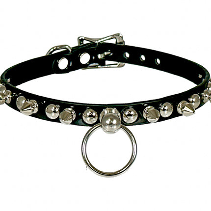 FCK444 PATENT 1/2" SKINNY ROUND STUDDED SPIKE BONDAGE CHOKER