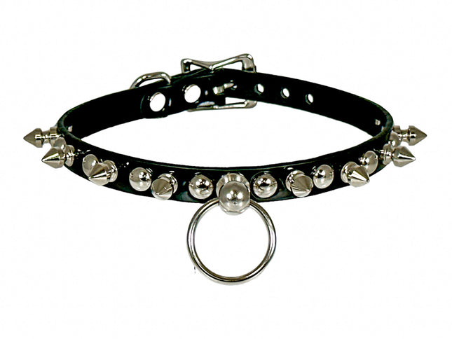 FCK444 PATENT 1/2" SKINNY ROUND STUDDED SPIKE BONDAGE CHOKER