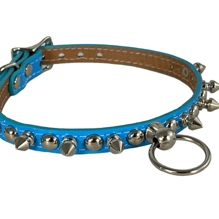 FCK444 PATENT 1/2" SKINNY ROUND STUDDED SPIKE BONDAGE CHOKER