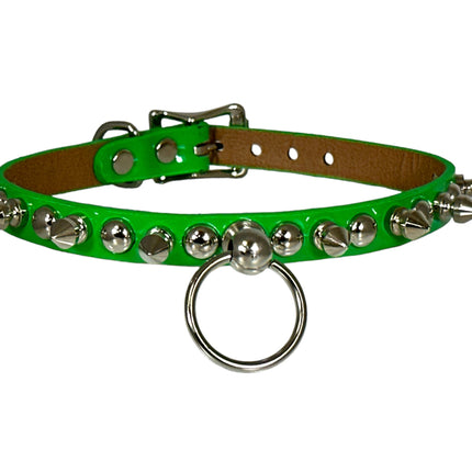 FCK444 PATENT 1/2" SKINNY ROUND STUDDED SPIKE BONDAGE CHOKER