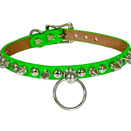 FCK444 PATENT 1/2" SKINNY ROUND STUDDED SPIKE BONDAGE CHOKER