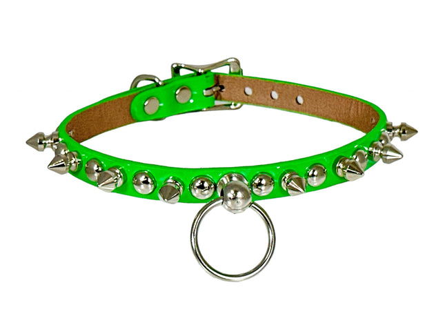 FCK444 PATENT 1/2" SKINNY ROUND STUDDED SPIKE BONDAGE CHOKER