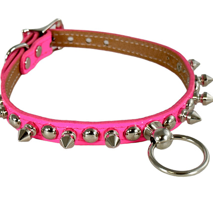 FCK444 PATENT 1/2" SKINNY ROUND STUDDED SPIKE BONDAGE CHOKER
