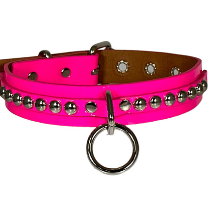 FCK445 PATENT 1 1/4" ROUND STUDDED BONDAGE CHOKER