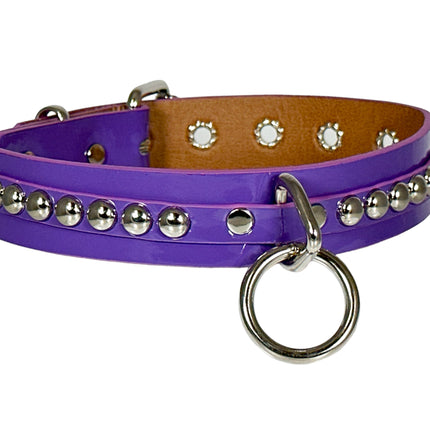 FCK445 PATENT 1 1/4" ROUND STUDDED BONDAGE CHOKER