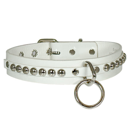 FCK445 LEATHER 1 1/4" ROUND STUDDED BONDAGE CHOKER