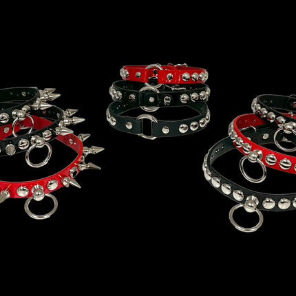 FCK446 PATENT 3/4" ROUND STUDDED 1" SPIKE BONDAGE CHOKER