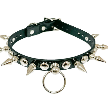 FCK446 PATENT 3/4" ROUND STUDDED 1" SPIKE BONDAGE CHOKER