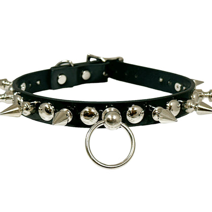 FCK446 PATENT 3/4" ROUND STUDDED 1" SPIKE BONDAGE CHOKER