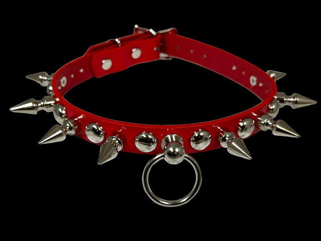 FCK446 PATENT 3/4" ROUND STUDDED 1" SPIKE BONDAGE CHOKER