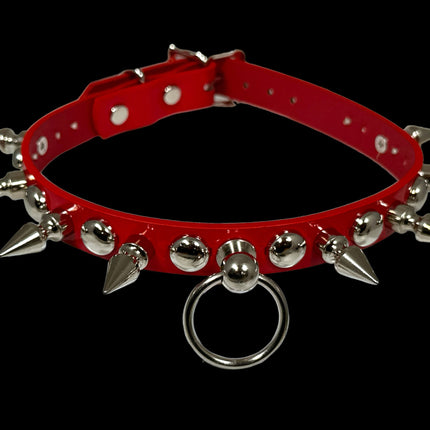 FCK446 PATENT 3/4" ROUND STUDDED 1" SPIKE BONDAGE CHOKER