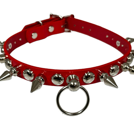 FCK446 PATENT 3/4" ROUND STUDDED 1" SPIKE BONDAGE CHOKER