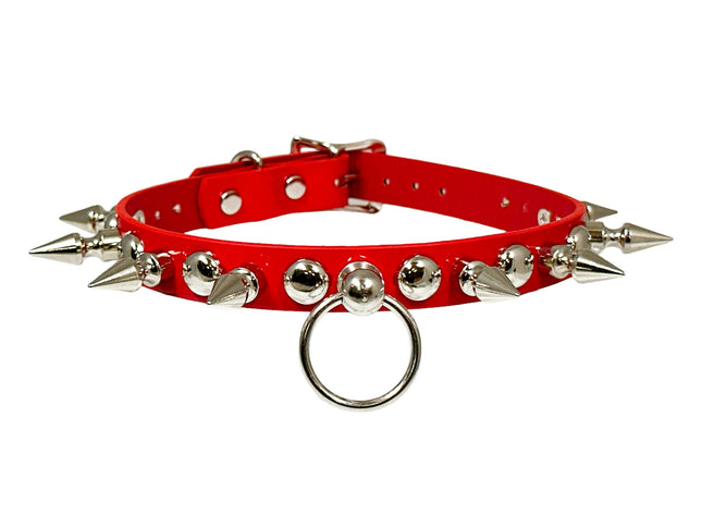 FCK446 PATENT 3/4" ROUND STUDDED 1" SPIKE BONDAGE CHOKER