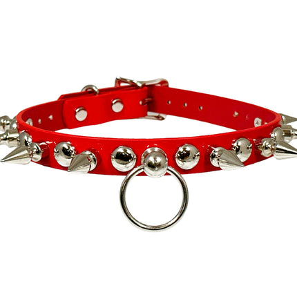 FCK446 PATENT 3/4" ROUND STUDDED 1" SPIKE BONDAGE CHOKER