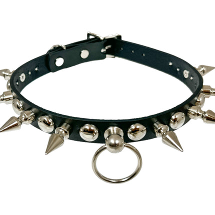 FCK446 PATENT 3/4" ROUND STUDDED 1" SPIKE BONDAGE CHOKER