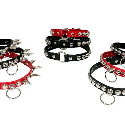 FCK448 PATENT 3/4" ROUND STUDDED BONDAGE CHOKER