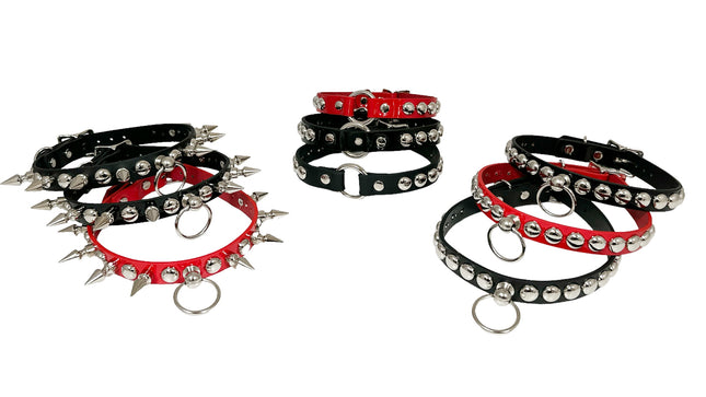 FCK448 PATENT 3/4" ROUND STUDDED BONDAGE CHOKER