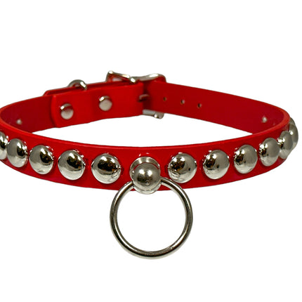 FCK448 PATENT 3/4" ROUND STUDDED BONDAGE CHOKER