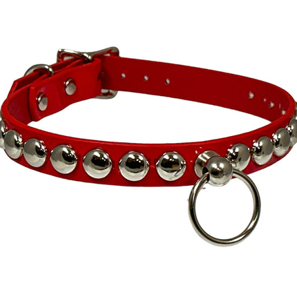 FCK448 PATENT 3/4" ROUND STUDDED BONDAGE CHOKER