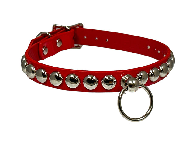 FCK448 PATENT 3/4" ROUND STUDDED BONDAGE CHOKER
