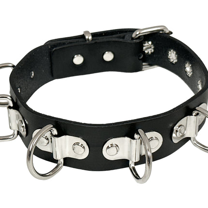 FCK452 LARGE DEE RING BONDAGE CHOKER 1 1/4" WIDE