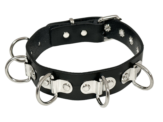 FCK452 LARGE DEE RING BONDAGE CHOKER 1 1/4" WIDE