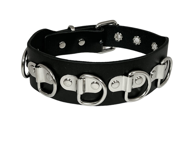 FCK453 LARGE DEE RING BONDAGE CHOKER 1 3/4" WIDE