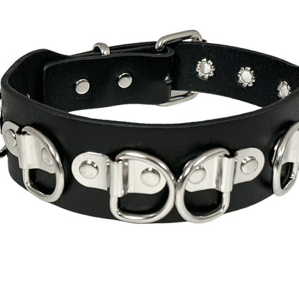 FCK453 LARGE DEE RING BONDAGE CHOKER 1 3/4" WIDE