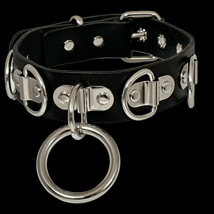 FCK455 LARGE O RING BONDAGE CHOKER 1 3/4" WIDE