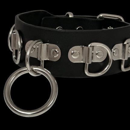 FCK455 LARGE O RING BONDAGE CHOKER 1 3/4" WIDE
