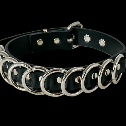 FCK465  1 1/4" RING  1 1/8" WIDE   MULTI  RING BONDAGE CHOKER