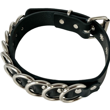 FCK465  1 1/4" RING  1 1/8" WIDE   MULTI  RING BONDAGE CHOKER
