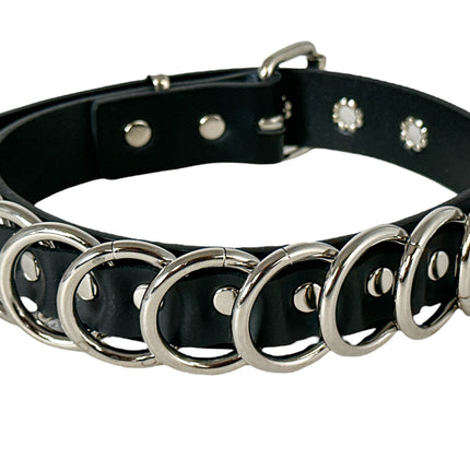FCK465  1 1/4" RING  1 1/8" WIDE   MULTI  RING BONDAGE CHOKER
