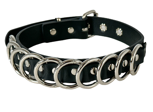 FCK465  1 1/4" RING  1 1/8" WIDE   MULTI  RING BONDAGE CHOKER