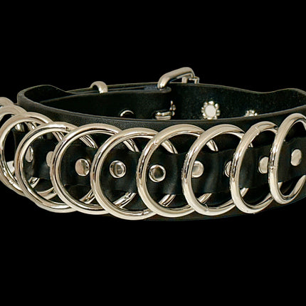 FCK465  1 1/2" RING  1 3/4" WIDE   MULTI  RING BONDAGE CHOKER