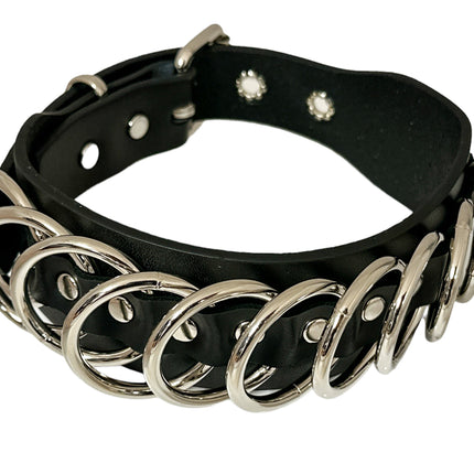 FCK465  1 1/2" RING  1 3/4" WIDE   MULTI  RING BONDAGE CHOKER