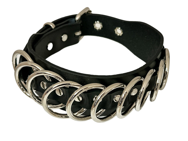 FCK465  1 1/2" RING  1 3/4" WIDE   MULTI  RING BONDAGE CHOKER