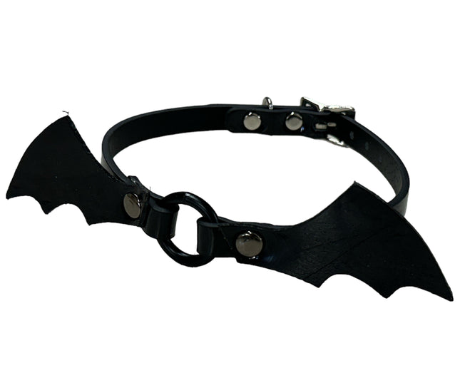 FCK490 LEATHER BAT VAMP CHOKER