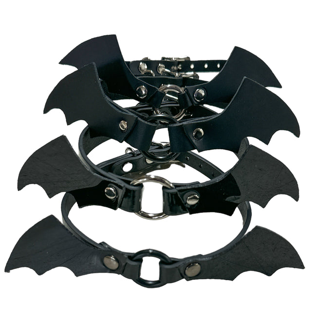 FCK490 LEATHER BAT VAMP CHOKER