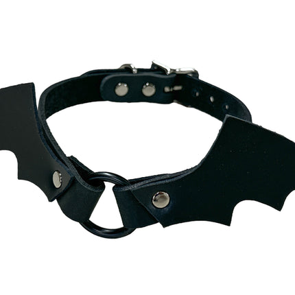 FCK492 3/4" WIDE LEATHER BAT VAMP CHOKER