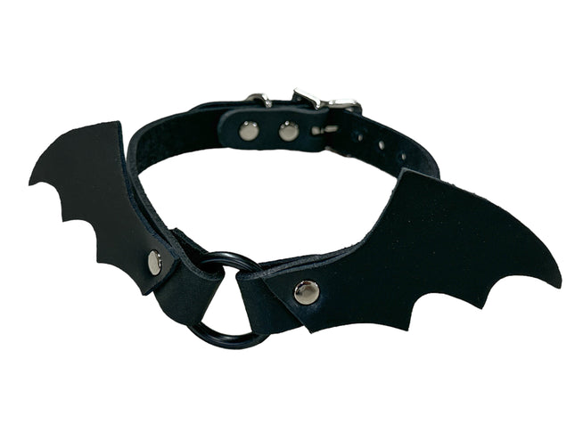 FCK492 3/4" WIDE LEATHER BAT VAMP CHOKER