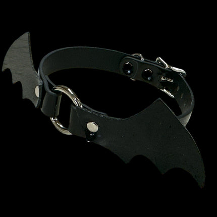 FCK492 3/4" WIDE LEATHER BAT VAMP CHOKER