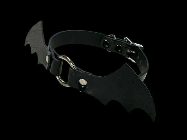 FCK492 3/4" WIDE LEATHER BAT VAMP CHOKER
