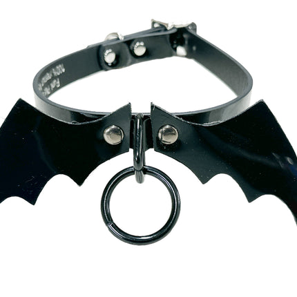 FCK494 3/4" WIDE LEATHER BAT VAMP CHOKER