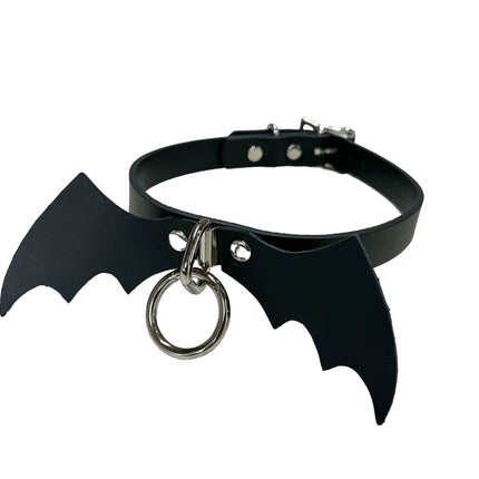 FCK494 3/4" WIDE LEATHER BAT VAMP CHOKER