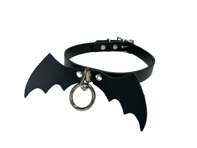 FCK494 3/4" WIDE LEATHER BAT VAMP CHOKER