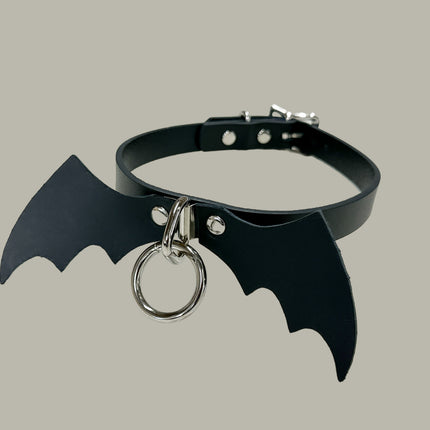 FCK494 3/4" WIDE LEATHER BAT VAMP CHOKER