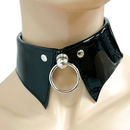 FCK500 PATENT LEATHER COLLAR BONDAGE CHOKER