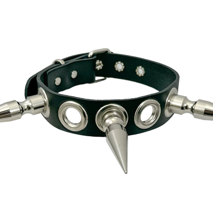 FCK506 3/4" LACE BLACK LEATHER CHOKER WITH 2 1/2"